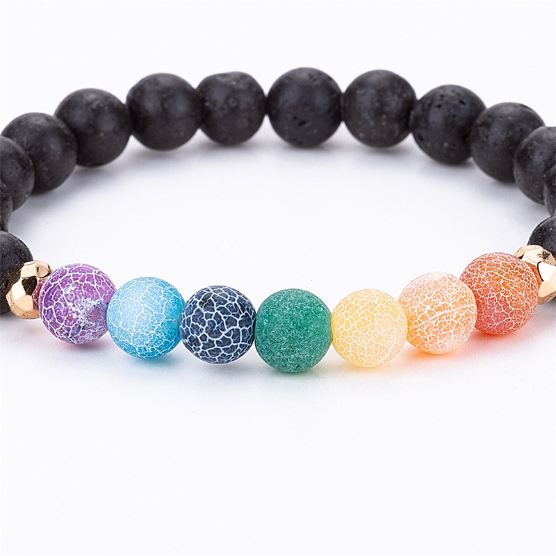 

Colourful Beaded Strands Bracelets 8mm Natural Lava Stone Beads Chakra volcanic Rock Aromatherapy Essential Oil Diffuser Bracelet for women 847 Q2
