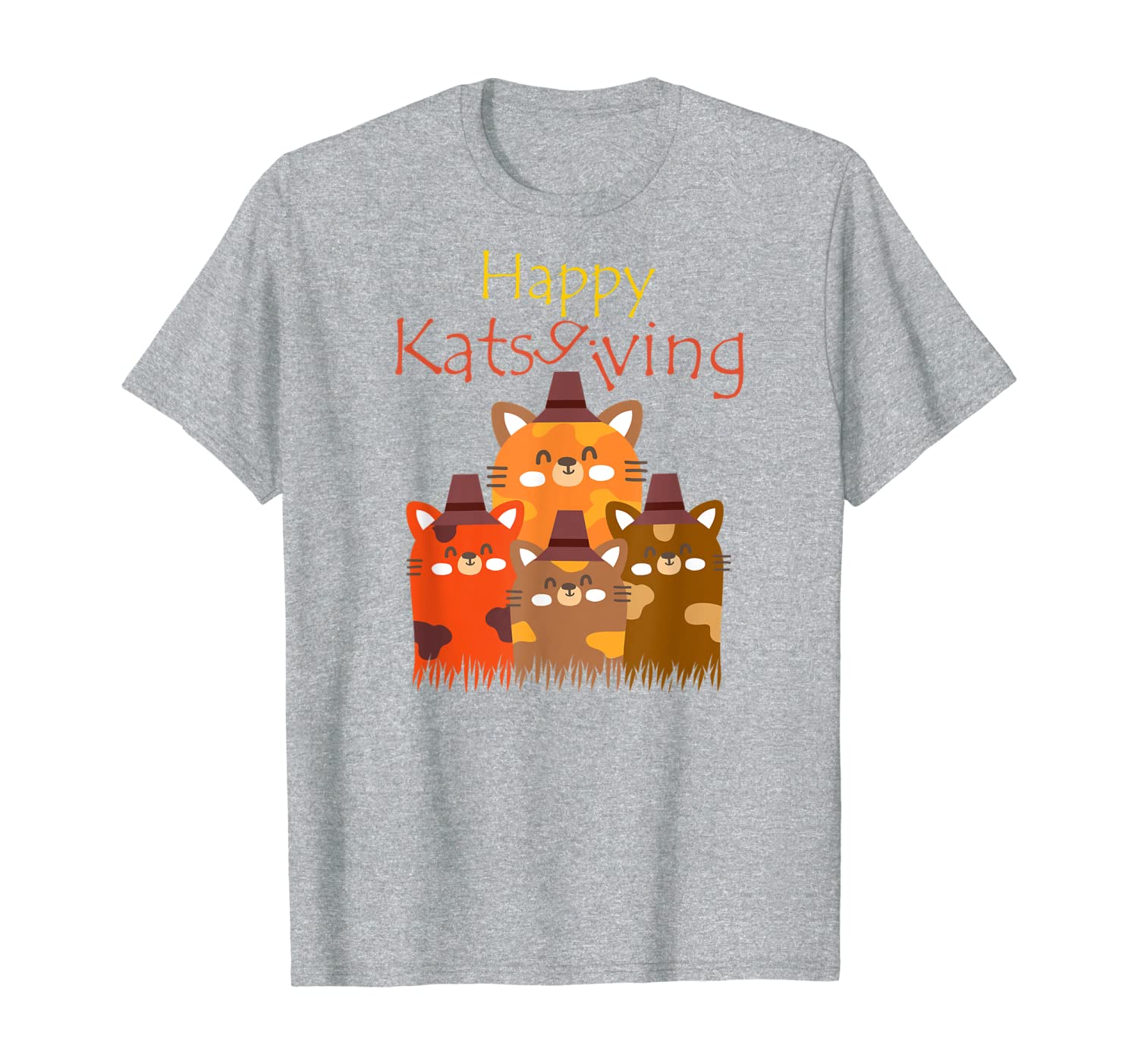 

happy katsgiving thanksgiving cats lovers pilgrim hat gift t-shirt, White;black