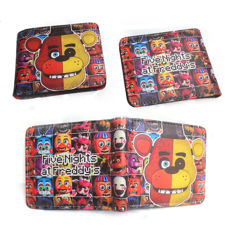 

Animation Cartoon Five Nights At Freddys Wallet Game Cute Bear PU Leather Short Wallets Creative Gift for Kids Students Purse, Red;black