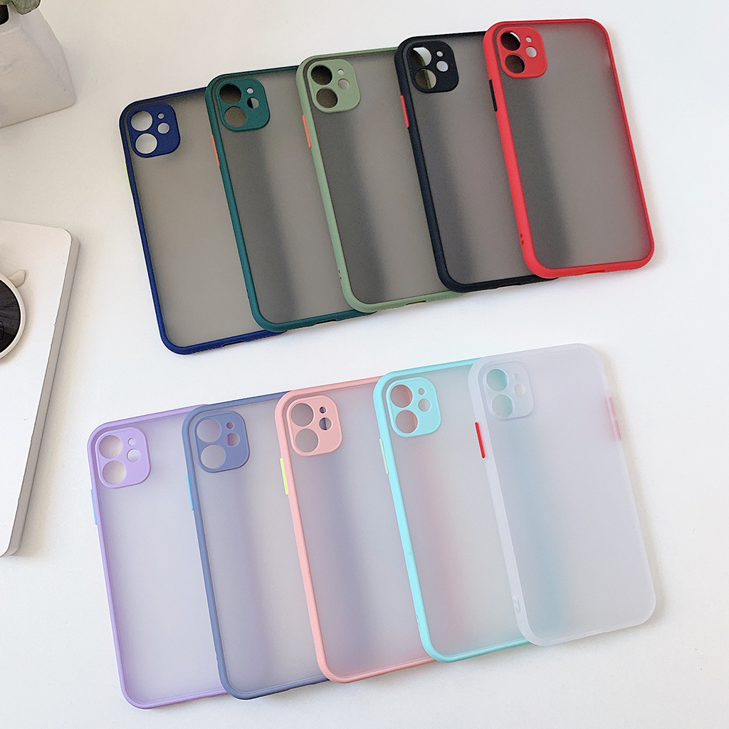 

Lens Protection Forsted Matte Hybrid TPU PC Shockproof Phone Cases for iPhone 12 11 Pro Max XR XS X 8 7 6 Plus, Lilac