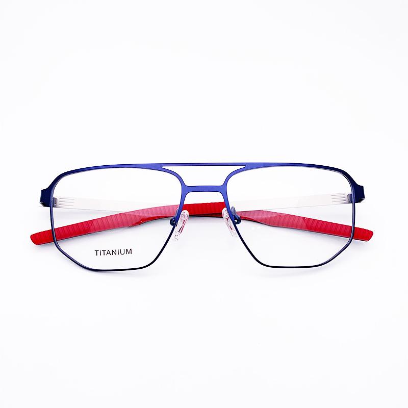 

Fashion Sunglasses Frames Belight Optical Men Titanium Alloy Double Bridge Ultra Light Blue Color Spectacle Frame Precription Lens Eyewear 9
