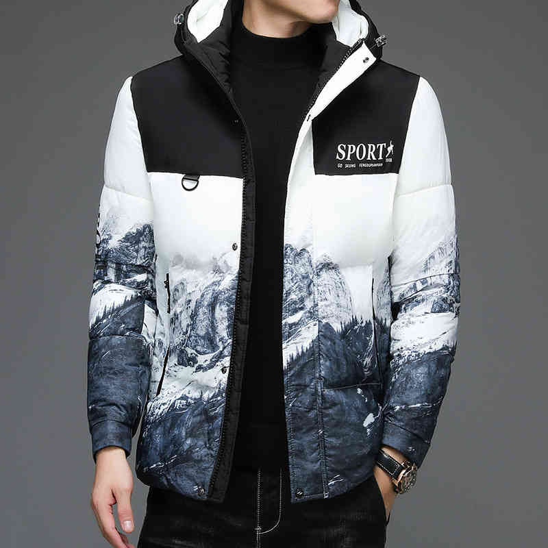 

men's thickened down 21 autumn and winter new hat collar warm korean men's cotton et, Black