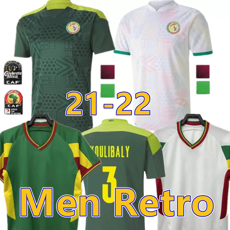 

21 22 Senegal soccer jerseys 2021 2022 national home & away MANE KOULIBALY GUEYE KOUYATE SARR Maillot de football Uniforms