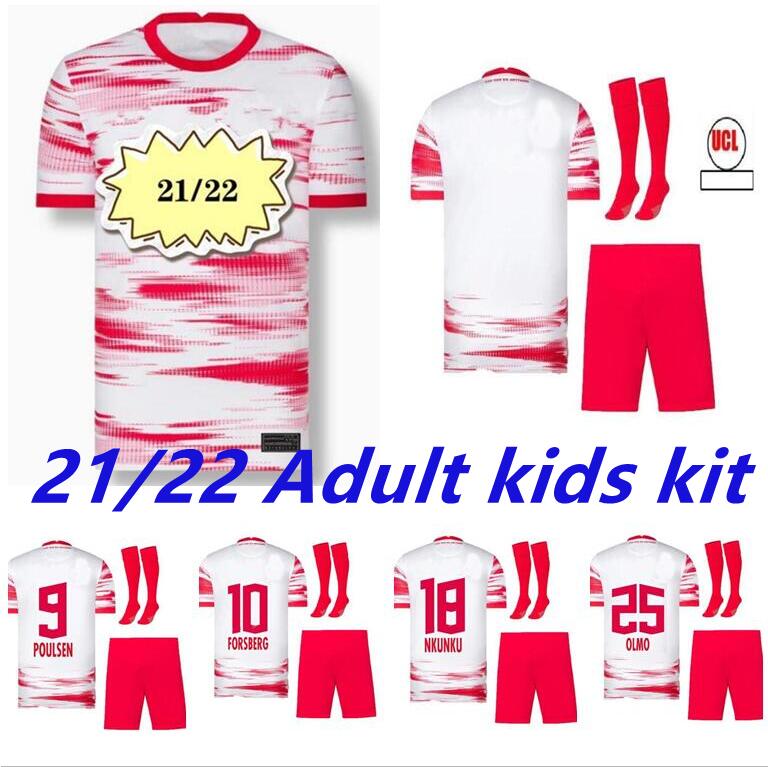 

2021 Leipziges home Soccer Jersey 21 22 SZOBOSZLAI HEE-CHAN RBL KONATE SABITZER KLUIVERT POULSEN HALSTENBERG football men kids kit, Purple