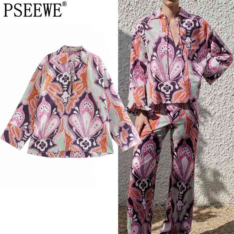 

Women Blouse Vintage Print Summer Woman Blouses Fashion Tied Casual Long Sleeve Asymmetric Hem Female Shirt 210519