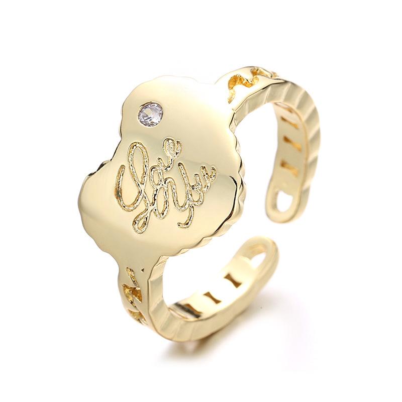 

Cluster Rings Adjustable Heart Ring For Women Vintage Engraved Letters Love You Gold Color Fashion Jewelry Gift Girls Friends KAR339, Golden;silver