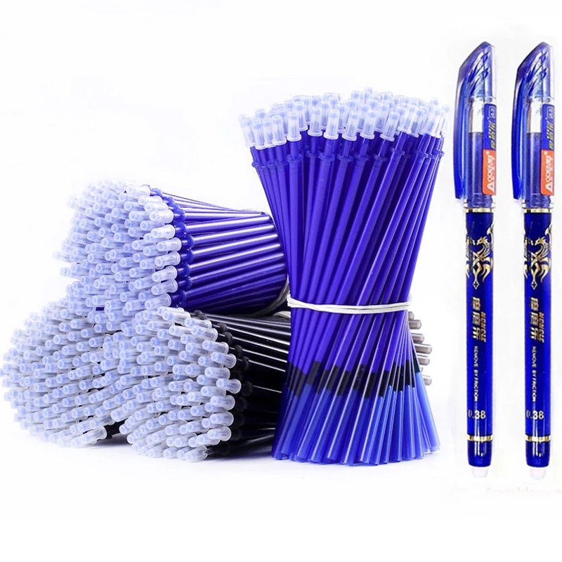 

53Pcs/lot 0.38mm Erasable Washable Pens Refill Rod for Handle Blue/Black Ink Gel Pen School Office Writing Supplies Stationery