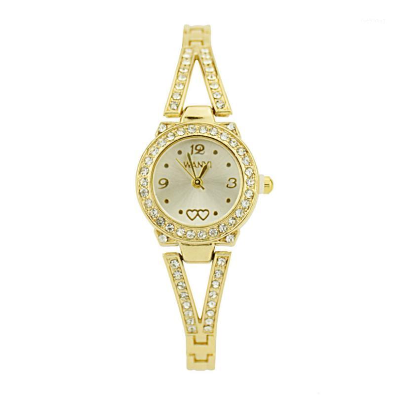 

Brand Bracelet Watches Women Luxury Crystal Dress Wristwatches Clock Women's Fashion Casual Quartz Watch, Gold