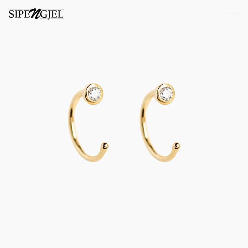 

Stud SIPENGJEL Fashion Inlaid Zircon Dainty Crystal Piercing Earrings For Women Hypoallergenic Small Minimalist Jewelry, Golden;silver