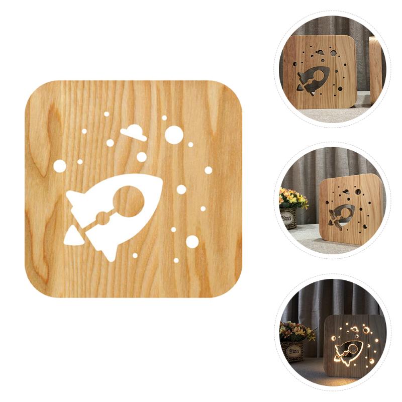 

Night Lights 1pc 3D Wooden Bedside Lamp Creative Hollow-out Desk