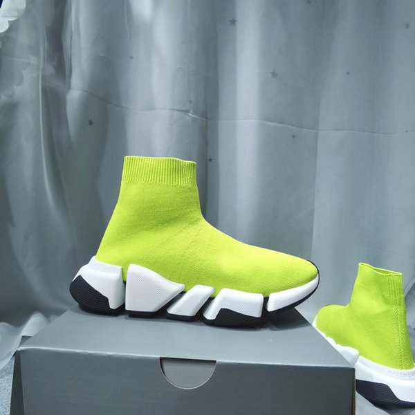 

[With box]2021 designer sock sports shoes mens speed 1.0 trainers luxury women men runners trainer sneakers socks 2 boots platform size 36-45, Black