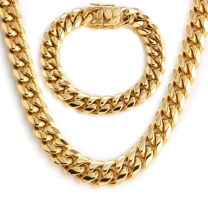 

Pendant Necklaces Golden Curb Cuban Link Chain Necklace For Men Women Hip Hop Stainless Steel Gold/Silver Bracelet Fashion Jewelry Accessori