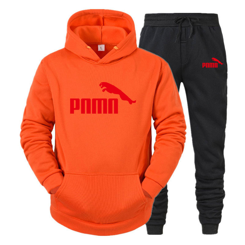 

Men's set Casual Autumn New Hoodies + Pants Tracksuit Sportswear Long Hooded with Zipper Sweatshirts Set harajuku Male Clothes, Black