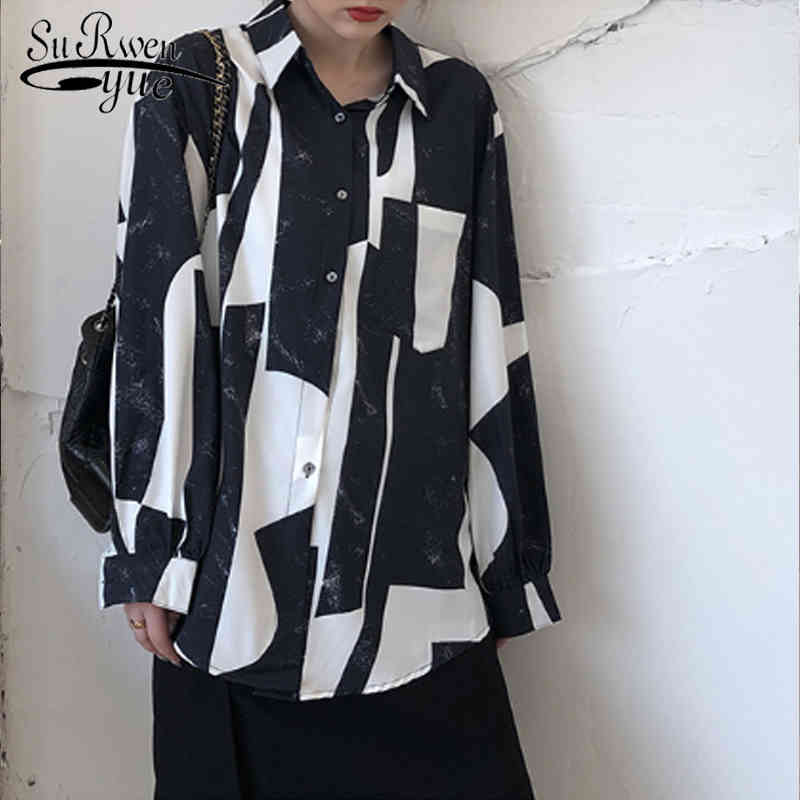 

Korean Vintage Turn-down Shirt Women Blusas Mujer De Moda Autumn Loose Long Sleeve Elegant Office Lady Tops 7588 50 210521, Photo