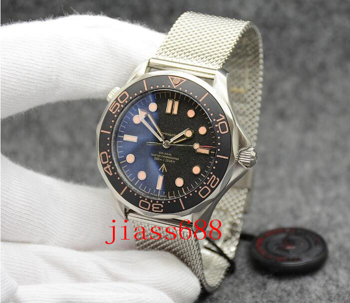 

james bond 007 watch no time to die ceramic bezel mechanical automatic watches stainless steel flod clasp mens wristwatche, Slivery;brown