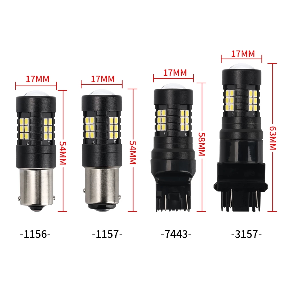 

1X Car Led Light Bulb Canbus T25 3157 1156 BA15S 1157 P21/5W BAY15D Auto Parking Lights 3030 21SMD Reversing Lamp White Red 12V
