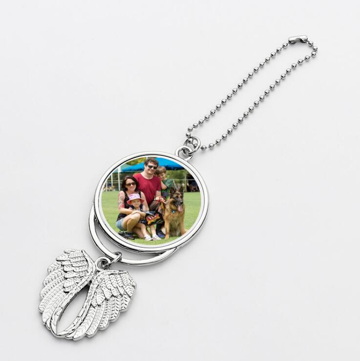 

Sublimation Blanks Car Pendant Angel Wing Rearview Mirror Decoration Hanging Charm Ornaments Automobiles Interior Cars Accessories SL51