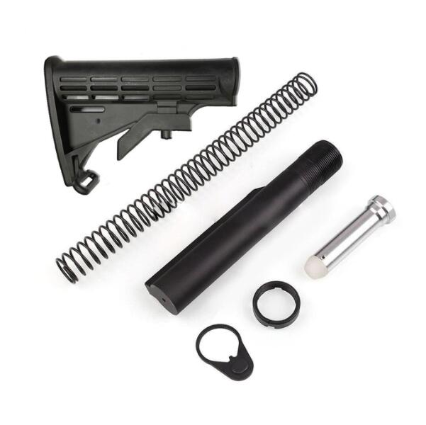 

Tactical AR15 Toys rifle Latch Mil-spec 6 Position Buffer Extension Tube Assembly /Kit 5 Items Combo Cylinder Rod End Plate Spring Nut GBB