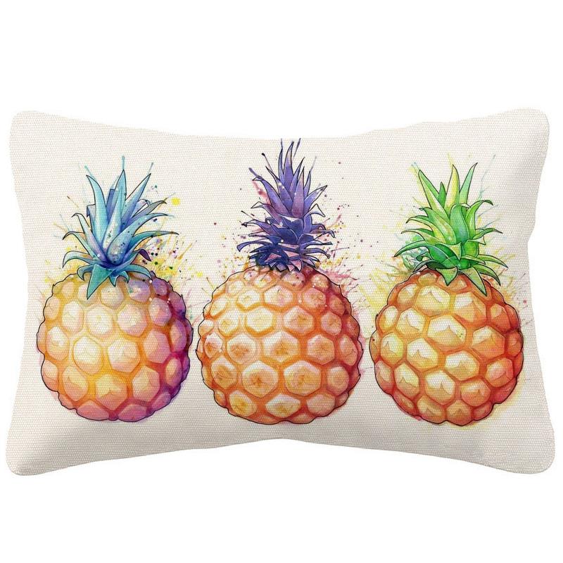 

Cushion/Decorative Pillow Pineapple Birds Palm Tree Cushion Covers Flower Hand Painting Beige Linen Case 30X50cm Sofa Decoration