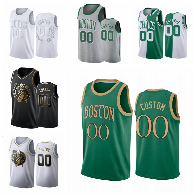 

Boston Celtics MEN Custom Green 2019-20 Women YouthWhite Golden Basketball Jersey S-6XL, Black