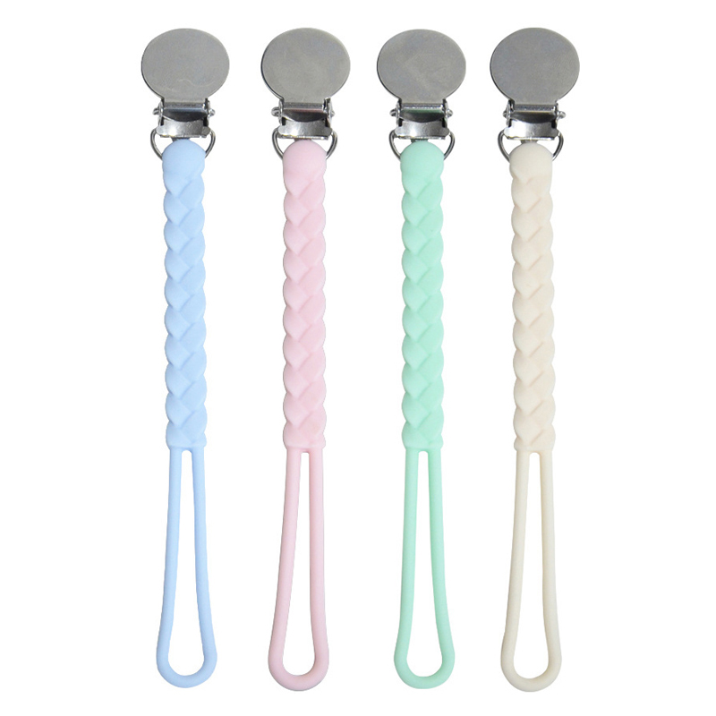 

Pacifier Chain Silicone Pacifier Strap with Metal Clip Baby Infant Teething Toy Holder Dummy Soothers Clips Heart Braided HAPPYBABY Pattern