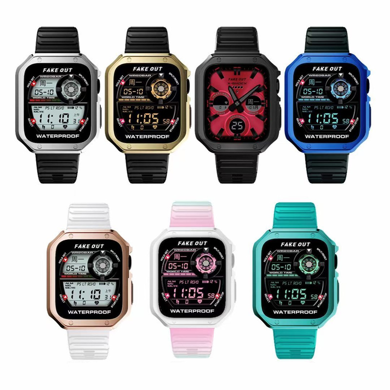 

for Apple Watch Series 7 6 5 4 3 2 Tough Rugged Armor Protective Case Wrist Sport Band Strap Bracelet Cover, Red/black