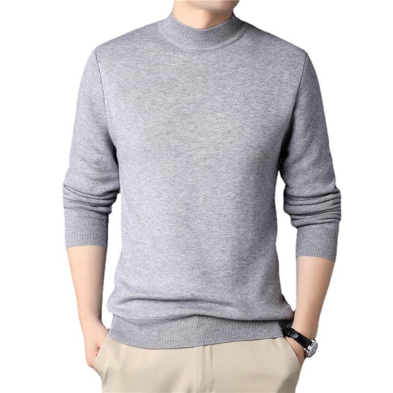 

Men's Sweaters Sweater Autumn Winter Half High Collar Wool Man Solid Color Warm Slim Pullover Men, White;black