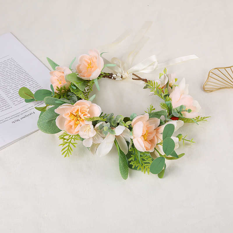 

bridal wreath headdrs mori is a korean hair travel po modeling ornament, wedding bridal flower hairband, Golden;silver