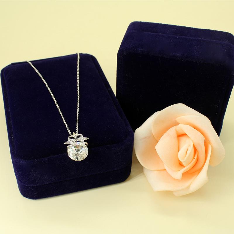 

Chokers Delicate Women's Star Round Necklace For Zircon Crystal Pendant Necklaces 14K White Gold Plated Sweater Chain Choker Chunky