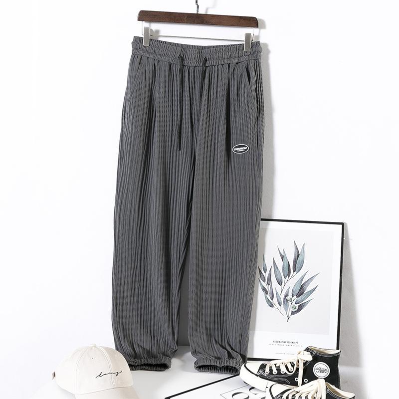 

Men's Pants Mens Quick-drying Long Summer Fashion Loose Trend Lace-up Trousers Breathable Elastic Waist Color, Black