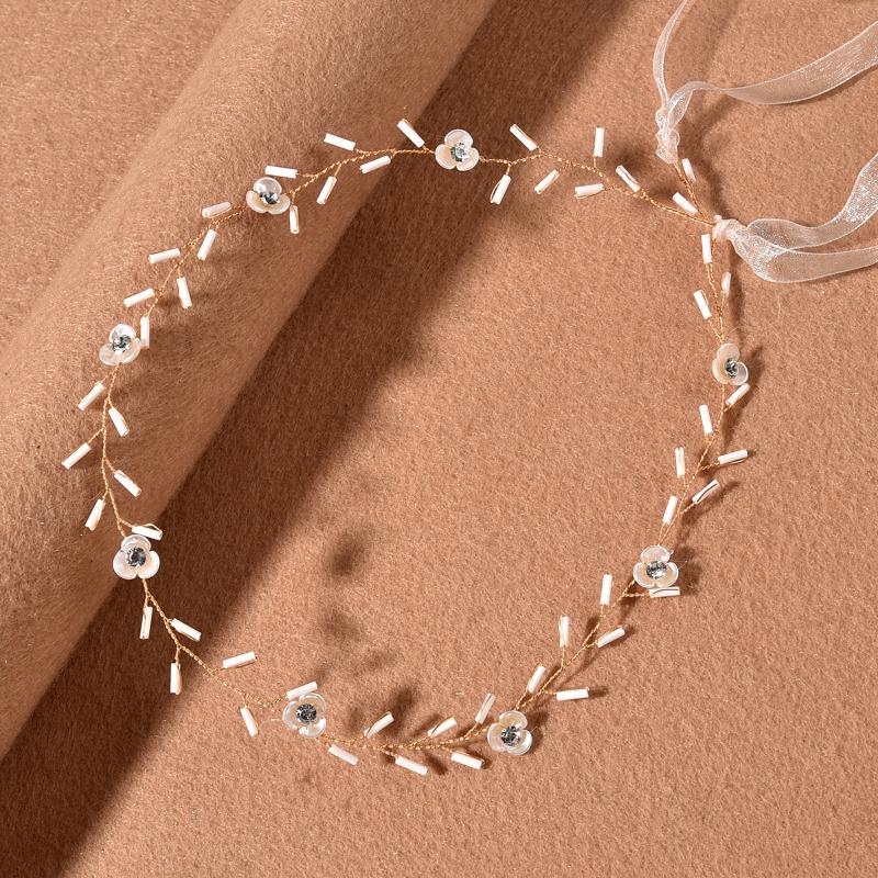 

Hair Clips & Barrettes Flower Bridal Headpieces With Ribbon Bangs Fixed Loop Styling Piece For Women Wedding Party Pography EA, Golden;silver