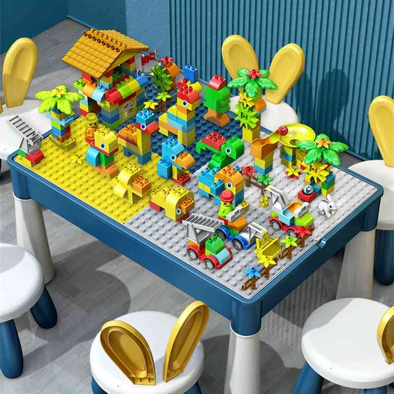 

Children's building block girl multifunctional assembly large particle puzzle baby boy intelligence toy table and chair set