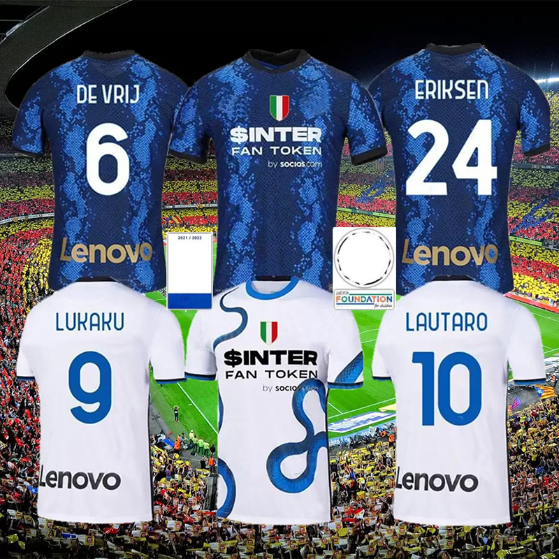

21 22 INTER milan Soccer Jerseys DZEKO VIDAL BARELLA LAUTARO ERIKSEN BROZOVIC ALEXIS DE VRIJ PERISIC SENSI jersey football shirt men kids ki, Black;yellow