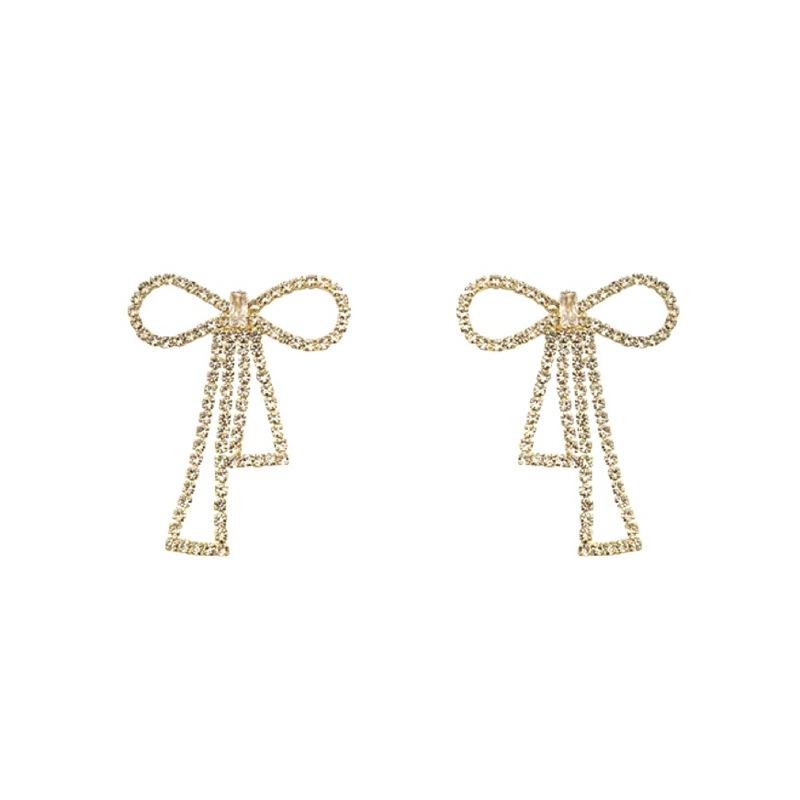 Stud 925 Silver Needle Shiny Zircon Bow Earrings 2021 For Women Personality Exquisite Gift Offers With-image-697811934