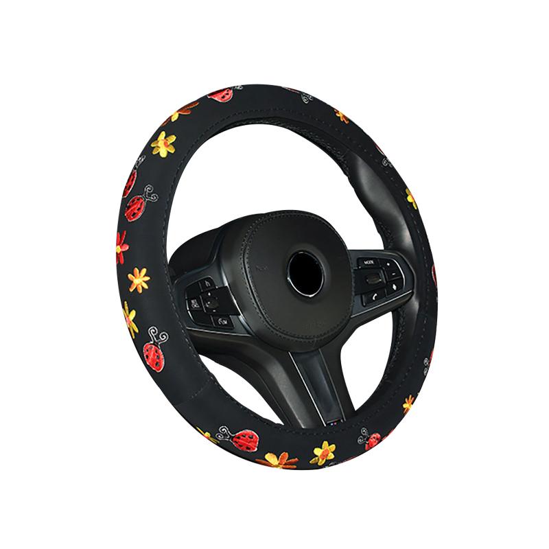 

Steering Wheel Covers Fashionable Interior Accessory Cover Anti Slip Seasons Household Embroidery Car Decoration Gift Flannelette Soft