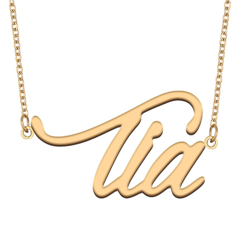 

Pendant Necklaces Tia Name Necklace For Women Stainless Steel Jewelry 18k Gold Plated Nameplate Femme Mother Girlfriend Gift