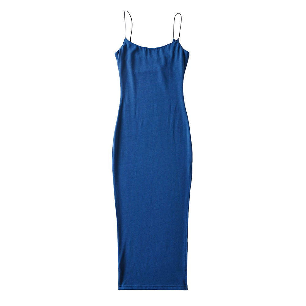 

Casual Dresses 2021 female solid casual cotton sleeveless sexy and elegant for summer, Blue.
