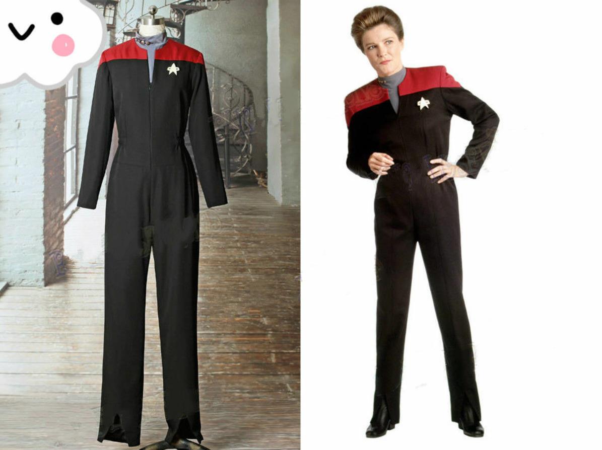 

Star Trek: Voyager Cosplay Captain Kathryn Janeway Uniform Costume for Animation Exhibition Beach Holiday Sexy Prom Night Dresses, Photo color