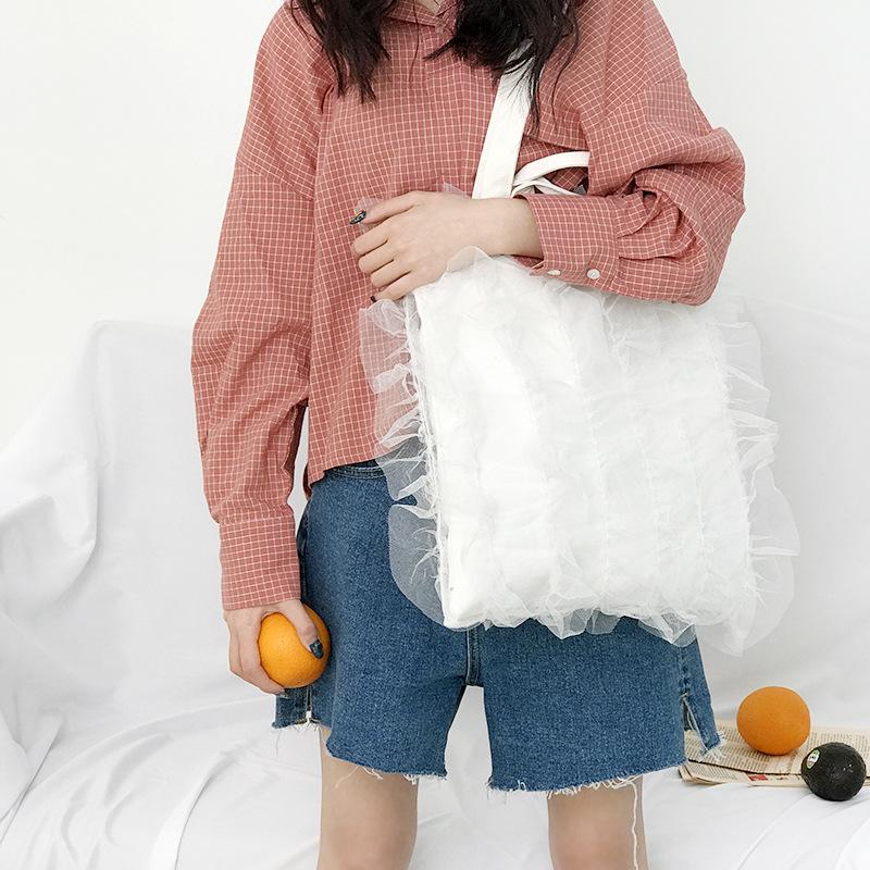 

Evening Bags Fairy Pure White Lace Women Bag Women's Tote College Style Japanese Shoulder Handbag Student