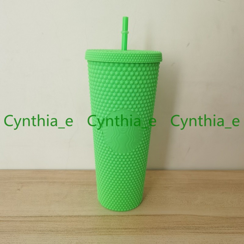 

2021 Starbucks Double Green Durian Laser Straw Cup Tumblers Mermaid Plastic Cold Water Coffee Cups Gift Mug, Customize