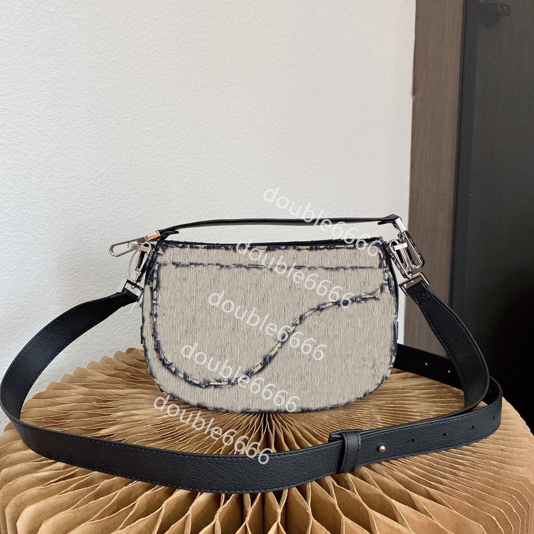 

New fashion blue letter saddl men's shoulder bag