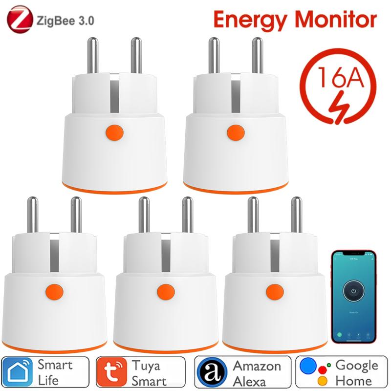 

Smart Power Plugs Tuya Zigbee 3.0 Plug 16A EU Outlet 85~240V Monitor Compatiable With Alexa Google Home And Works Hub