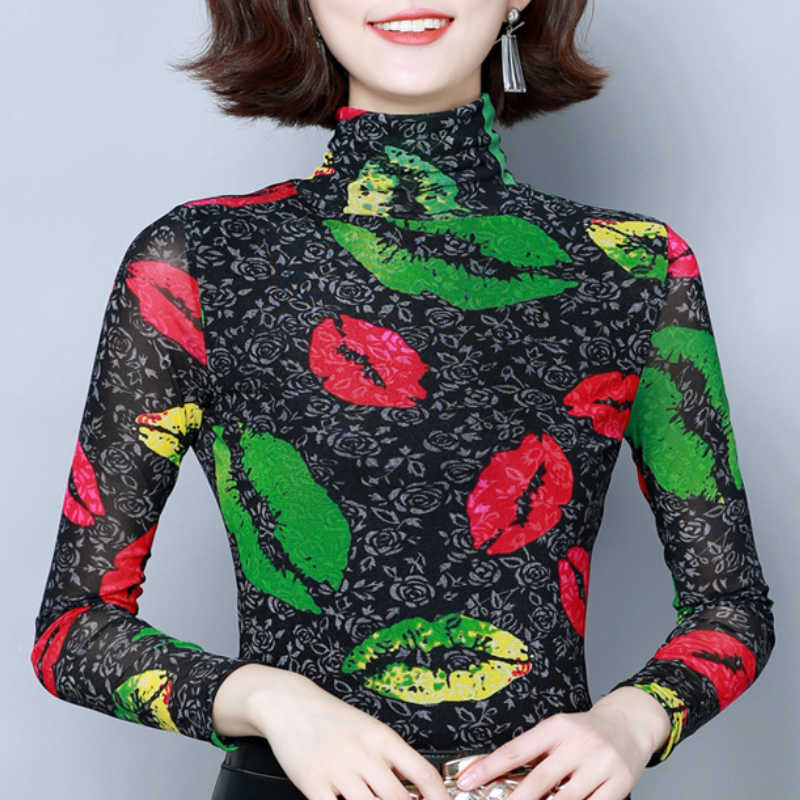 

Blusas Mujer De Moda Autumn Turtlneck Blouse Women Long Sleeve Women Shirts Plus Size Print Women Tops Blusa Feminina B964 210602, Picture