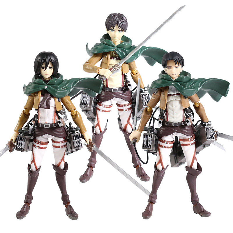 

& Figures Attack on Titan Figma Eren Jaeger 207 Mikasa 203 Levi Ackerman 213 PVC Action Figure Collectible Model Toy Q1215, Figma 203