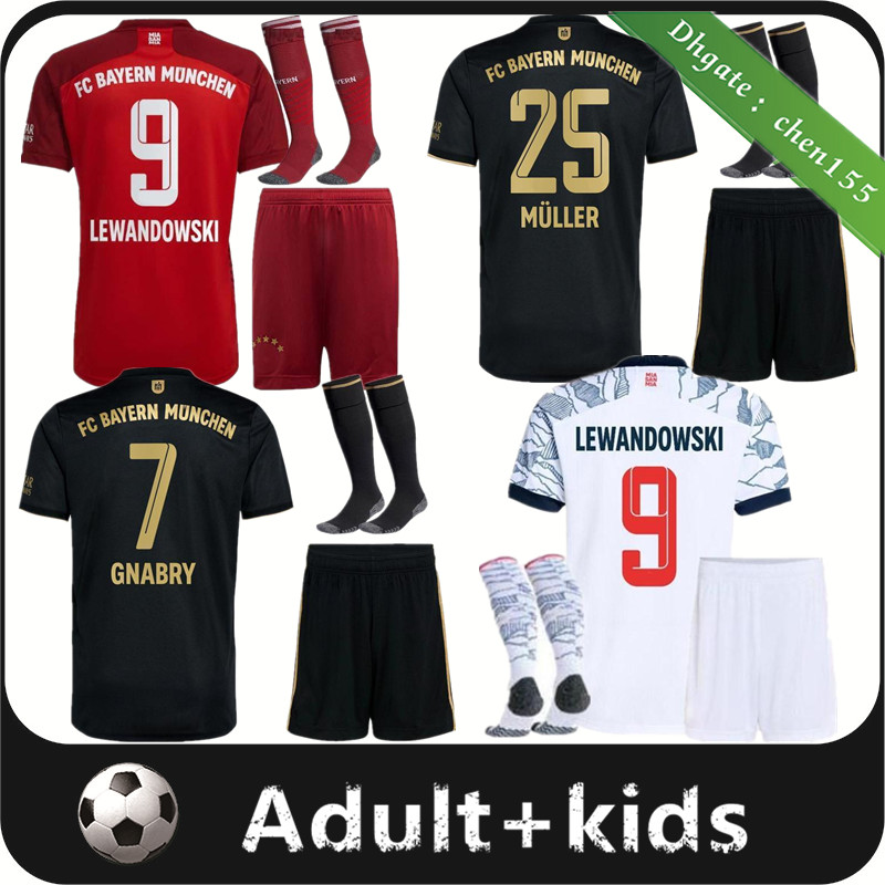 

adult kits 21 22 FC Bayern Munich LEWANDOWSKI soccer jersey GORETZKA Home red SANE GNABRY COMAN MULLER DAVIES KIMMICH 2021 2022 Men kids kit football shirt, 21/22 away kit