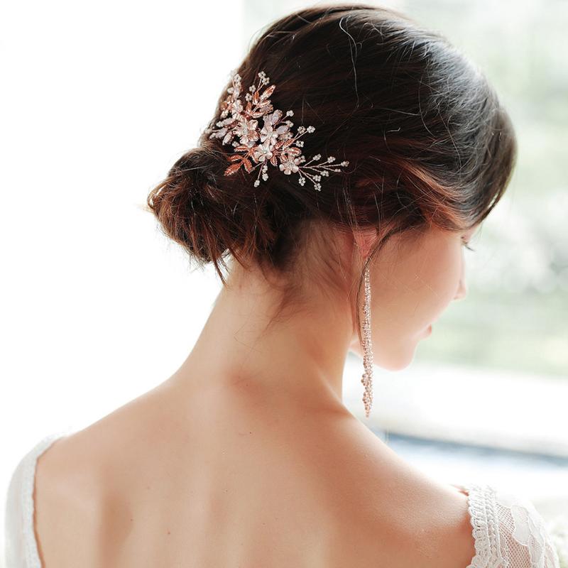 

Hair Clips & Barrettes Design Fashion Bridal Wedding Crystal Accessories Comb Pearls Pins Grip Diamante Gift For Women, Golden;silver