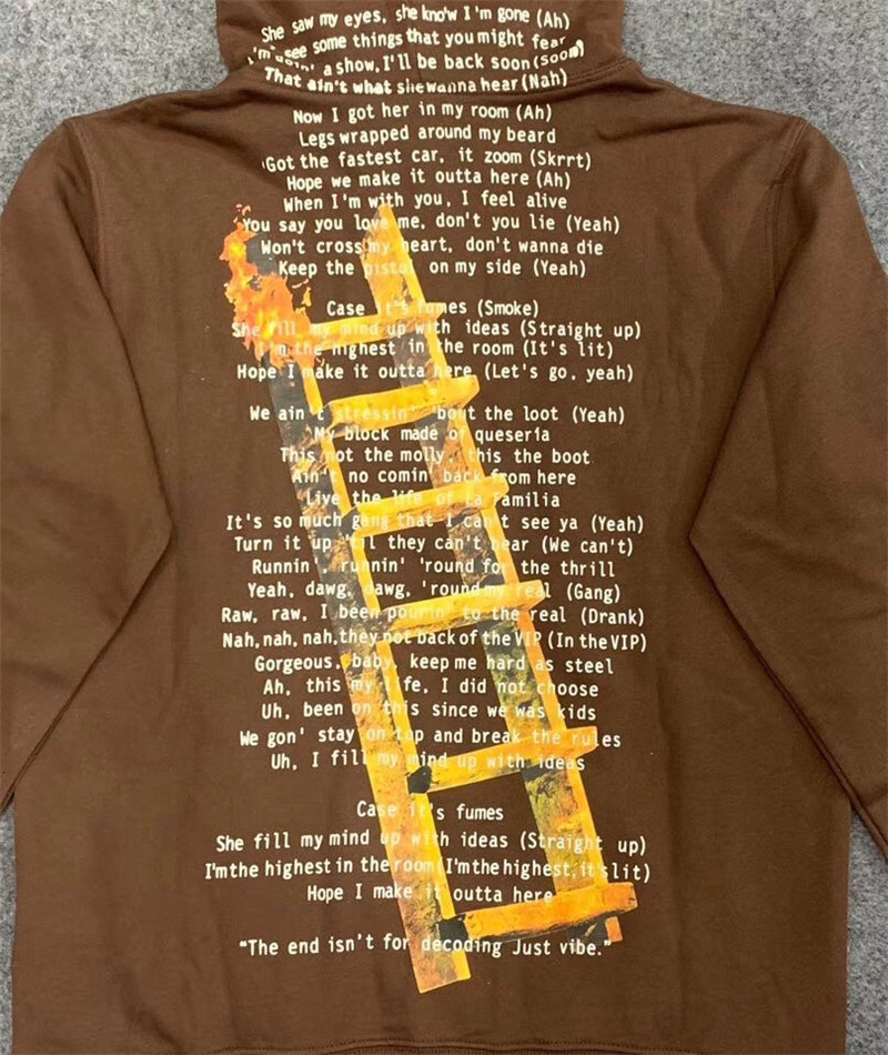 travis scott highest in the room not for decoding moletom com capuz brown