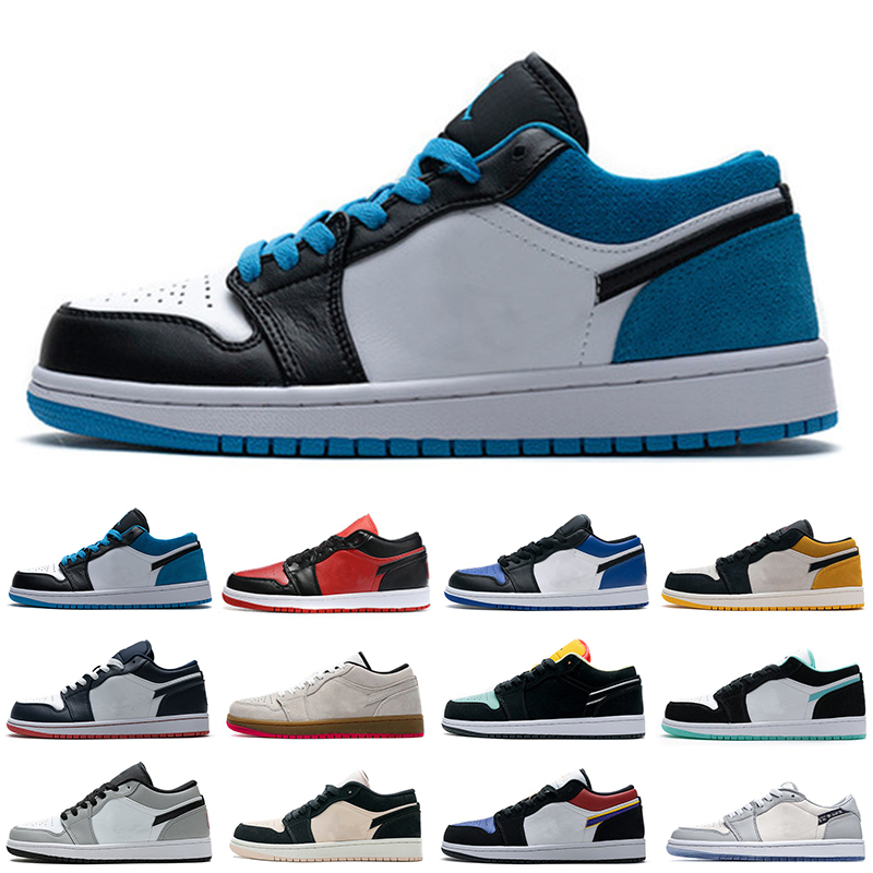 

High Quality Mens Womens 1 Low Casual Shoes Rubber UNC Coast Dusty Olive Chunky Orange Pearl Green Plum Black White Sports Sneakers Trainers, Color 12