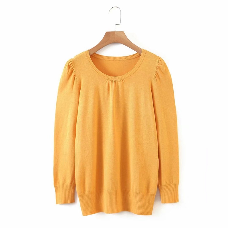 

Women Autumn Long Sleeve Knitwear Solid Color O neck Pullover Jumpers Ladies Sweater Street Knitwears XZ2581 210525, Yellow