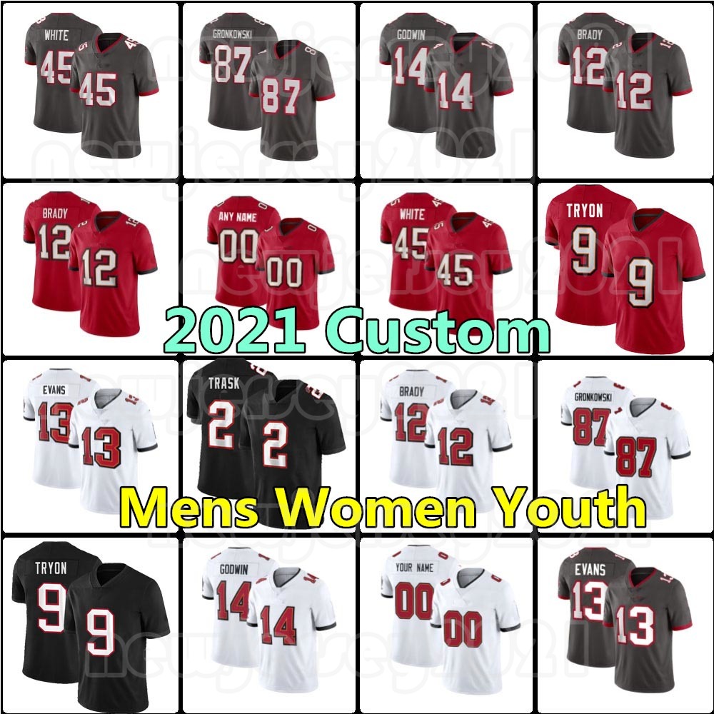 

Tampa Custom Bays Mens 2 Kyle Trask Buccaneer 12 Tom Brad 9 Joe Tryon Football Jerseys 13 Mike Evans 87 Rob Gronkowski Women Antoine Winfield Jr. Youth Chris Godwin, Custom women (haibao)